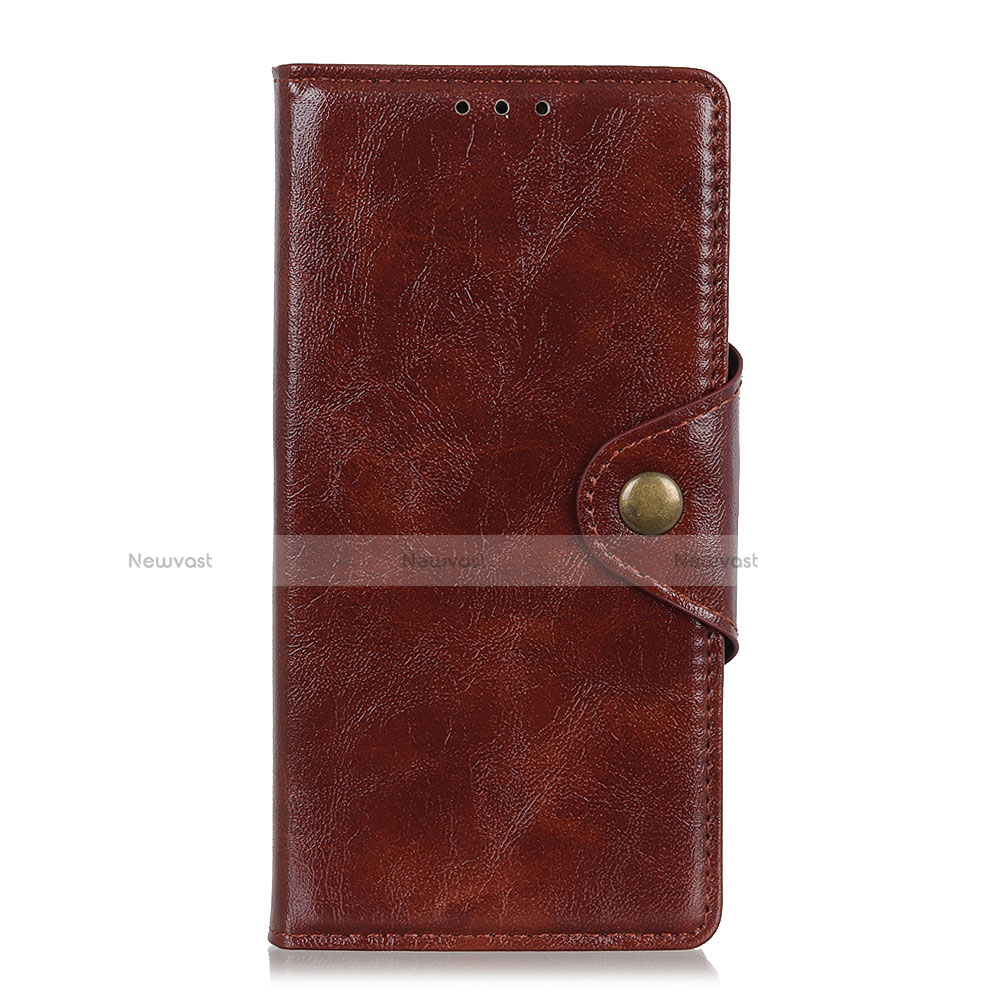 Leather Case Stands Flip Cover L01 Holder for Alcatel 1C (2019) Brown