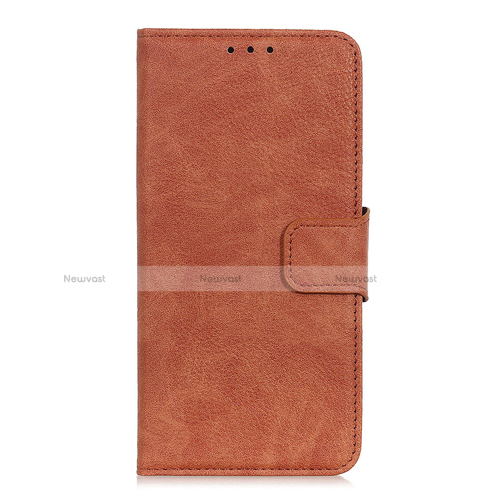 Leather Case Stands Flip Cover L01 Holder for Alcatel 1X (2019) Brown