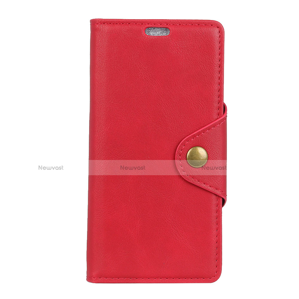 Leather Case Stands Flip Cover L01 Holder for Alcatel 3 Red