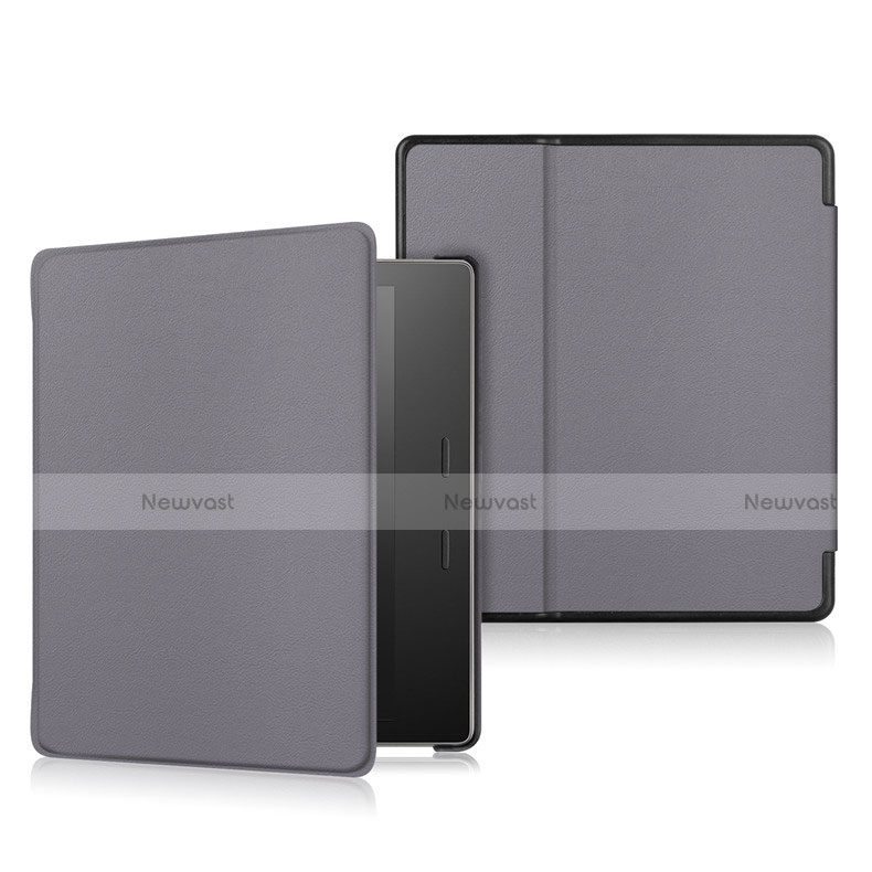 Leather Case Stands Flip Cover L01 Holder for Amazon Kindle Oasis 7 inch Gray