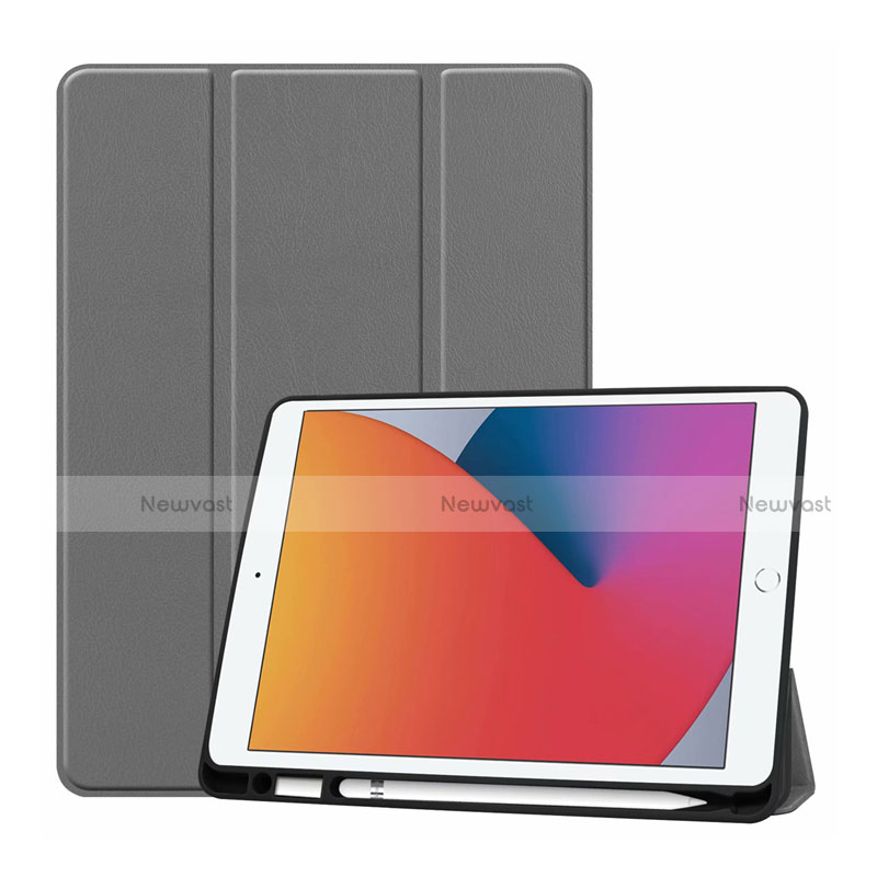 Leather Case Stands Flip Cover L01 Holder for Apple iPad 10.2 (2020) Gray
