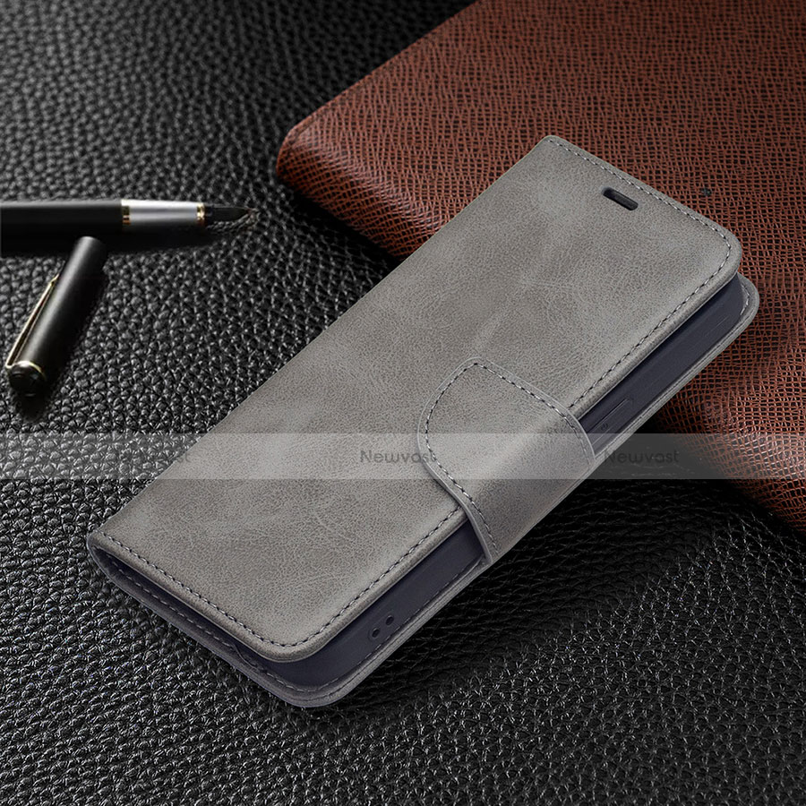 Leather Case Stands Flip Cover L01 Holder for Apple iPhone 13 Mini Gray