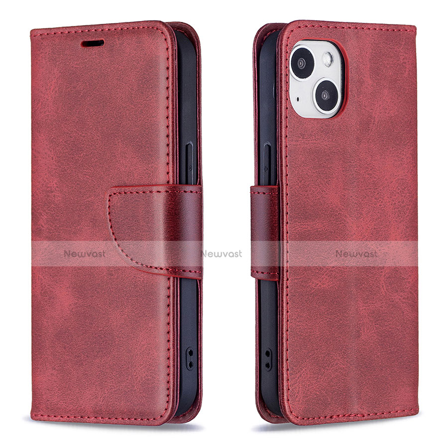Leather Case Stands Flip Cover L01 Holder for Apple iPhone 13 Mini Red