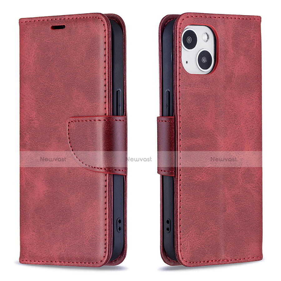 Leather Case Stands Flip Cover L01 Holder for Apple iPhone 13 Red