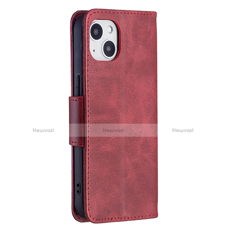 Leather Case Stands Flip Cover L01 Holder for Apple iPhone 13 Red