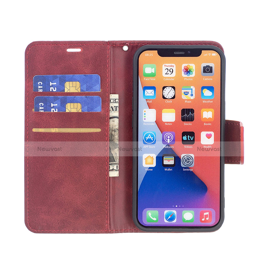 Leather Case Stands Flip Cover L01 Holder for Apple iPhone 13 Red