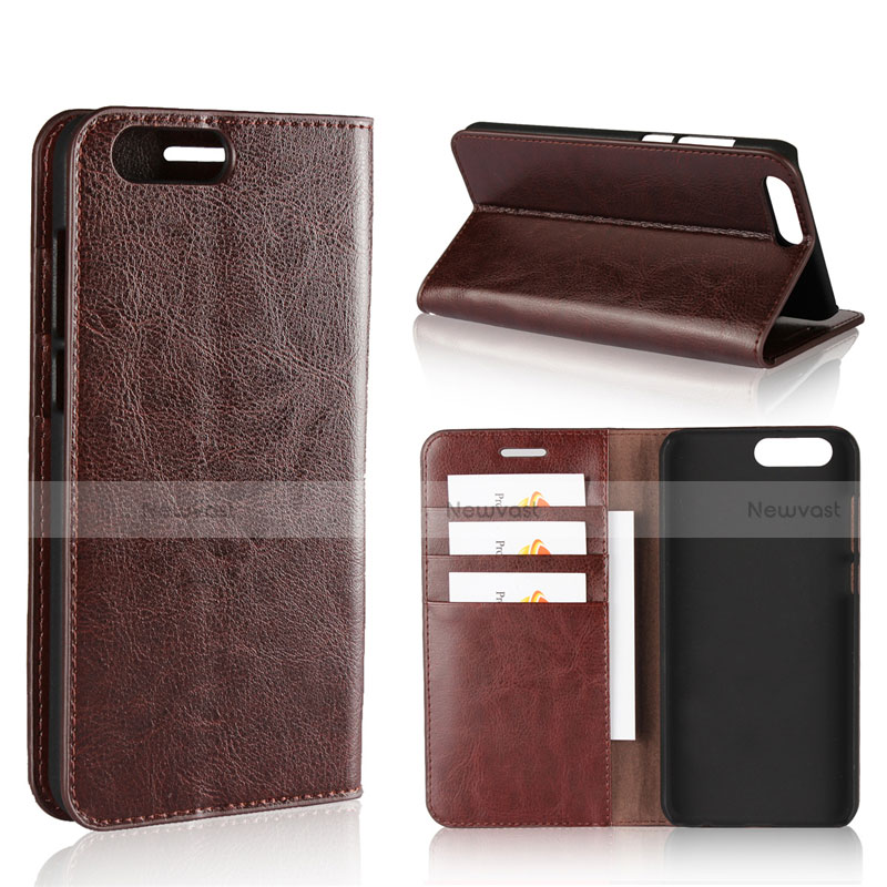 Leather Case Stands Flip Cover L01 Holder for Asus Zenfone 4 ZE554KL Brown