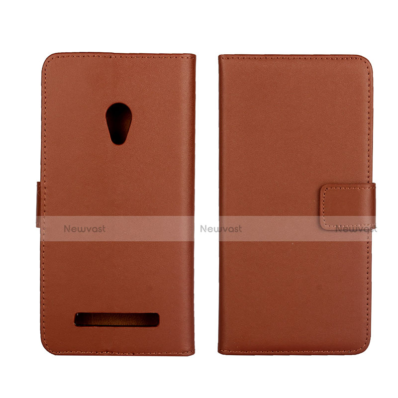 Leather Case Stands Flip Cover L01 Holder for Asus Zenfone 5 Brown