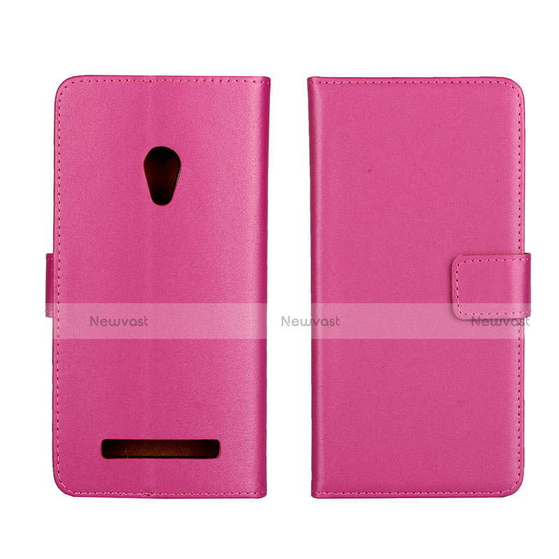 Leather Case Stands Flip Cover L01 Holder for Asus Zenfone 5 Hot Pink