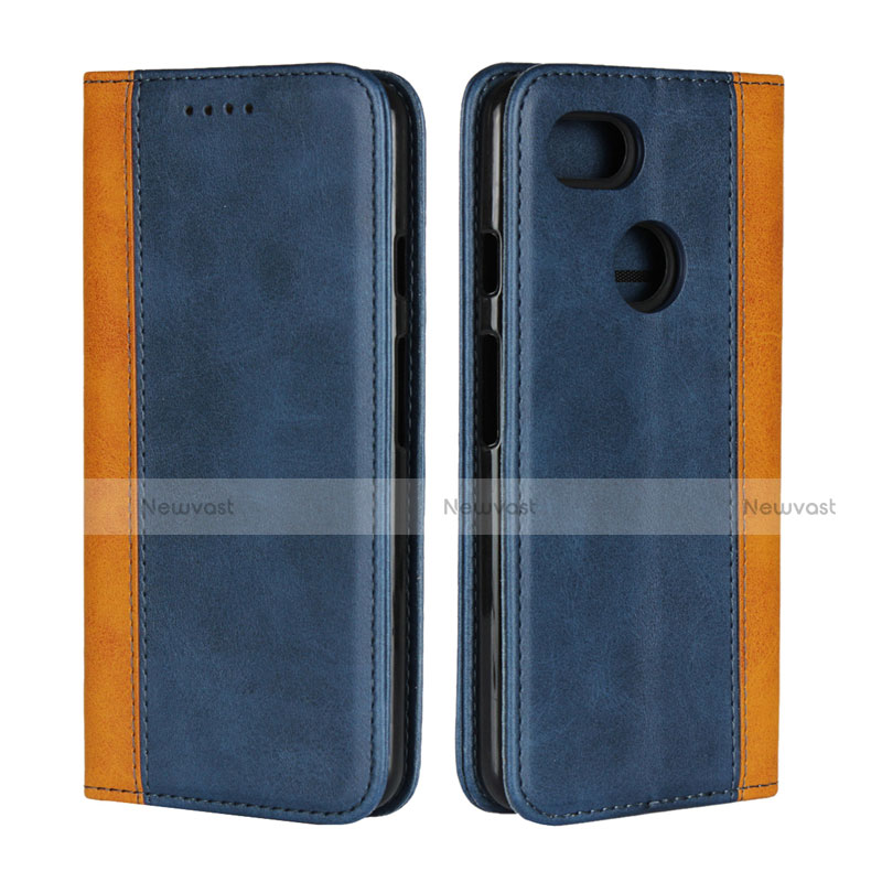 Leather Case Stands Flip Cover L01 Holder for Google Pixel 3 XL Blue