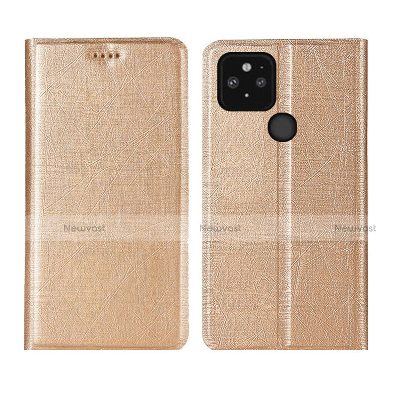Leather Case Stands Flip Cover L01 Holder for Google Pixel 5 Gold