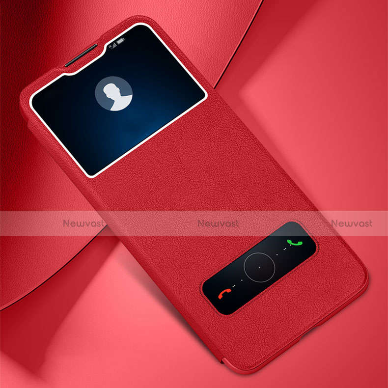 Leather Case Stands Flip Cover L01 Holder for Huawei Enjoy 10 Plus Red