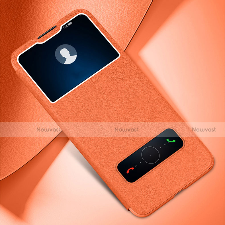 Leather Case Stands Flip Cover L01 Holder for Huawei Enjoy 10e Orange