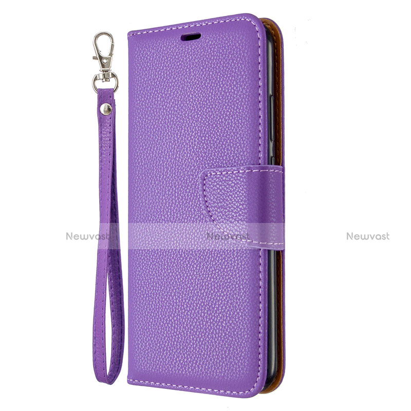 Leather Case Stands Flip Cover L01 Holder for Huawei Honor 9C Purple