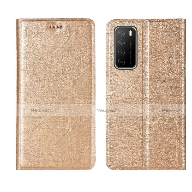 Leather Case Stands Flip Cover L01 Holder for Huawei Honor Play4 5G Gold