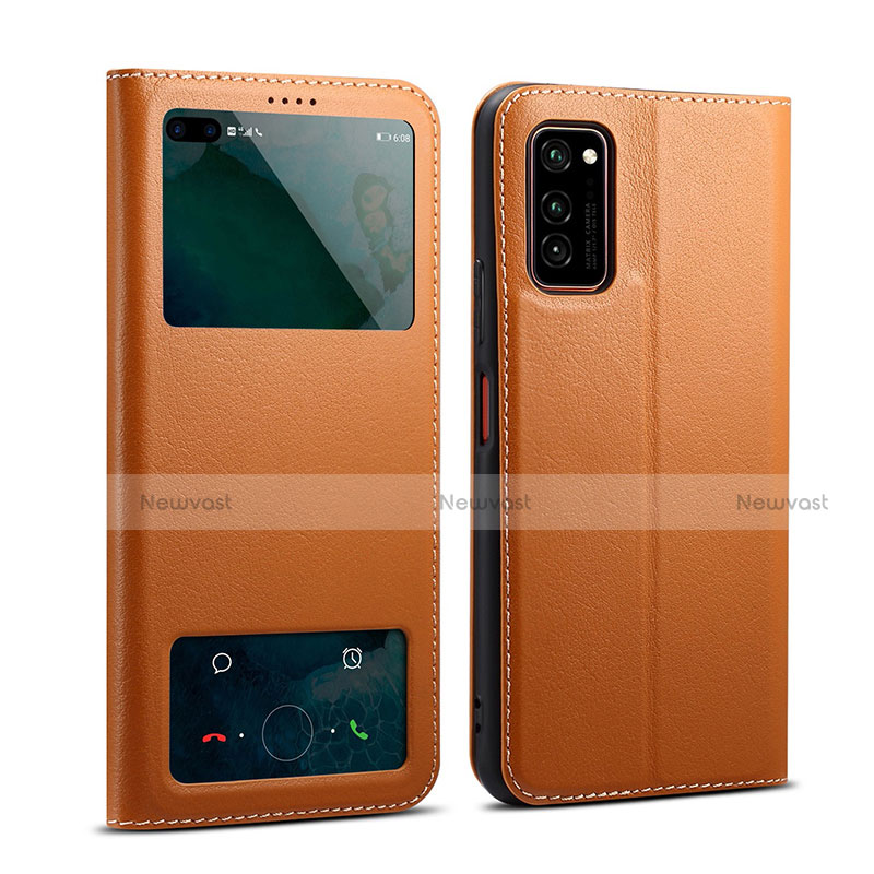 Leather Case Stands Flip Cover L01 Holder for Huawei Honor View 30 Pro 5G Orange