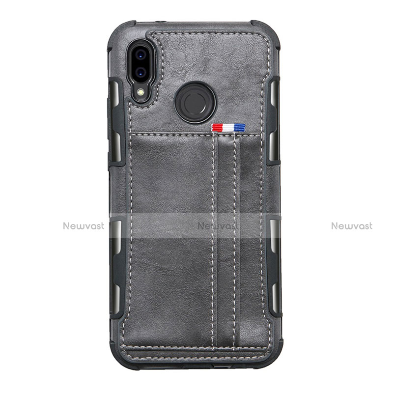 Leather Case Stands Flip Cover L01 Holder for Huawei Nova 3e Gray