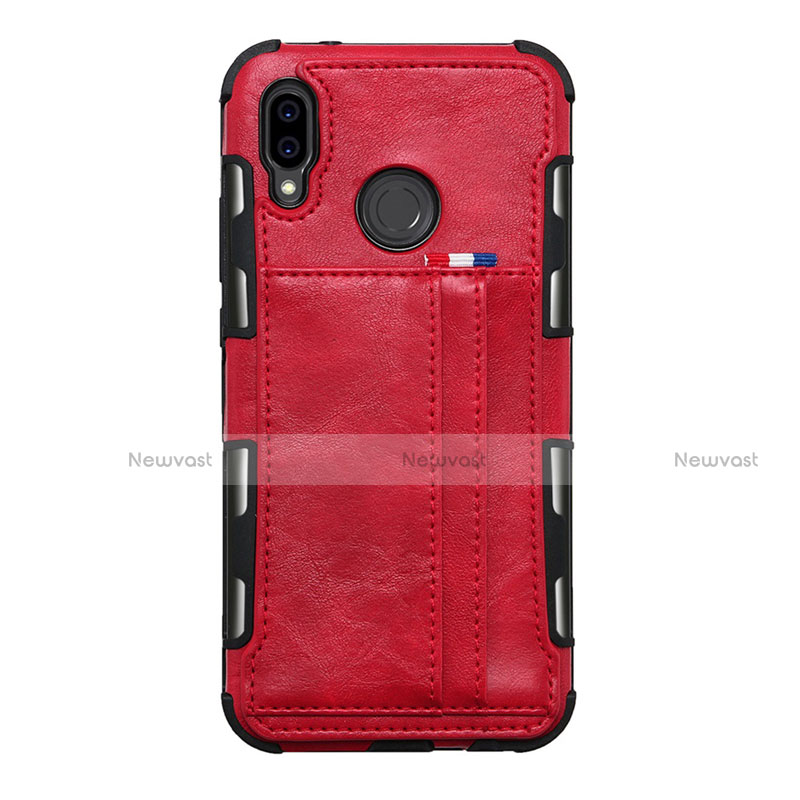 Leather Case Stands Flip Cover L01 Holder for Huawei Nova 3e Red