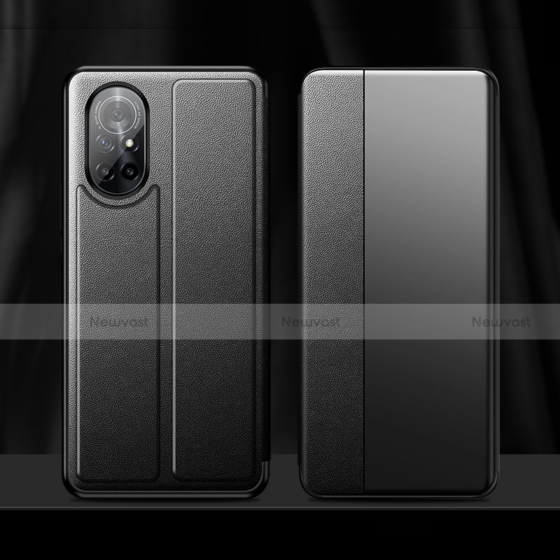 Leather Case Stands Flip Cover L01 Holder for Huawei Nova 8 5G Black