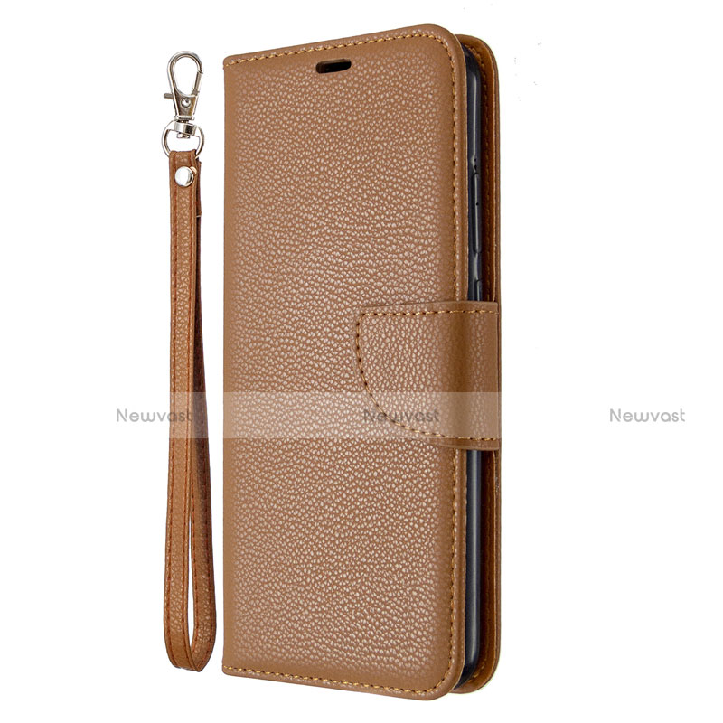 Leather Case Stands Flip Cover L01 Holder for Huawei P40 Lite E Brown