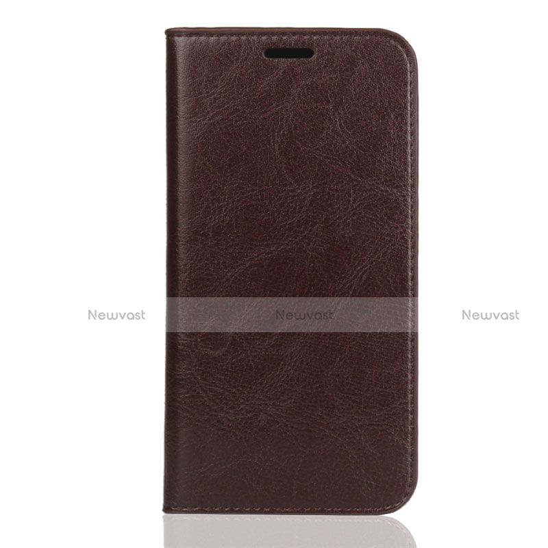 Leather Case Stands Flip Cover L01 Holder for Huawei Y5 (2019) Brown
