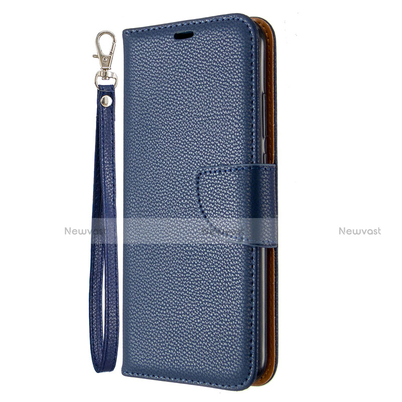 Leather Case Stands Flip Cover L01 Holder for Huawei Y7p Blue