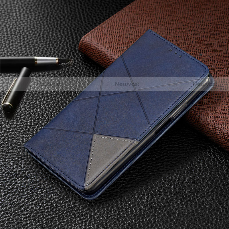 Leather Case Stands Flip Cover L01 Holder for LG G8X ThinQ Blue