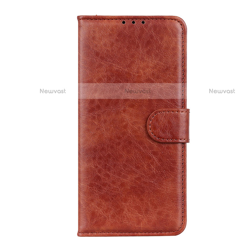 Leather Case Stands Flip Cover L01 Holder for LG K51 Brown