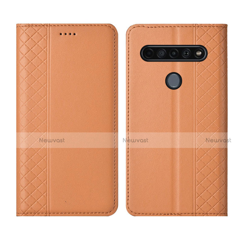 Leather Case Stands Flip Cover L01 Holder for LG K51S Orange