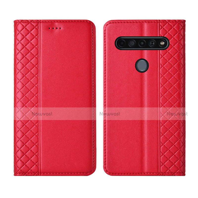 Leather Case Stands Flip Cover L01 Holder for LG K51S Red