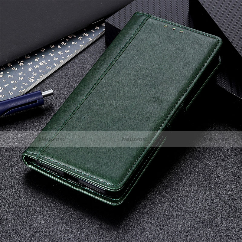 Leather Case Stands Flip Cover L01 Holder for LG K52 Green