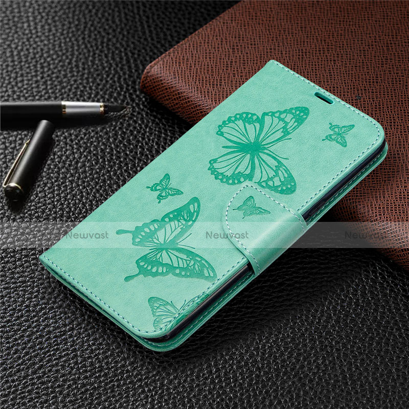 Leather Case Stands Flip Cover L01 Holder for LG K61 Green