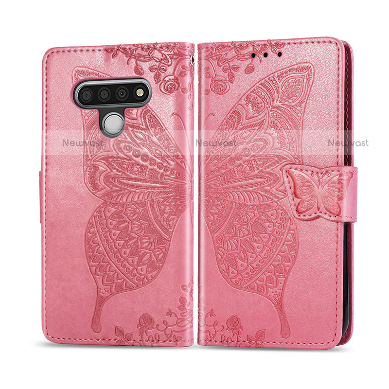 Leather Case Stands Flip Cover L01 Holder for LG Stylo 6 Pink