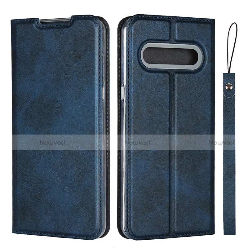 Leather Case Stands Flip Cover L01 Holder for LG V60 ThinQ 5G Blue