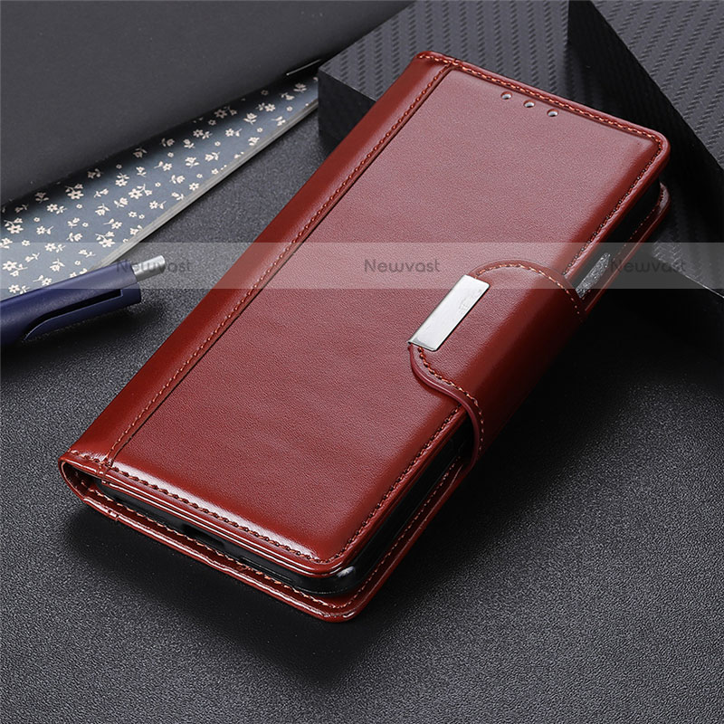 Leather Case Stands Flip Cover L01 Holder for LG Velvet 4G Brown