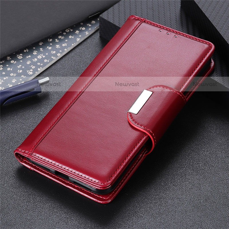 Leather Case Stands Flip Cover L01 Holder for LG Velvet 5G Red Wine
