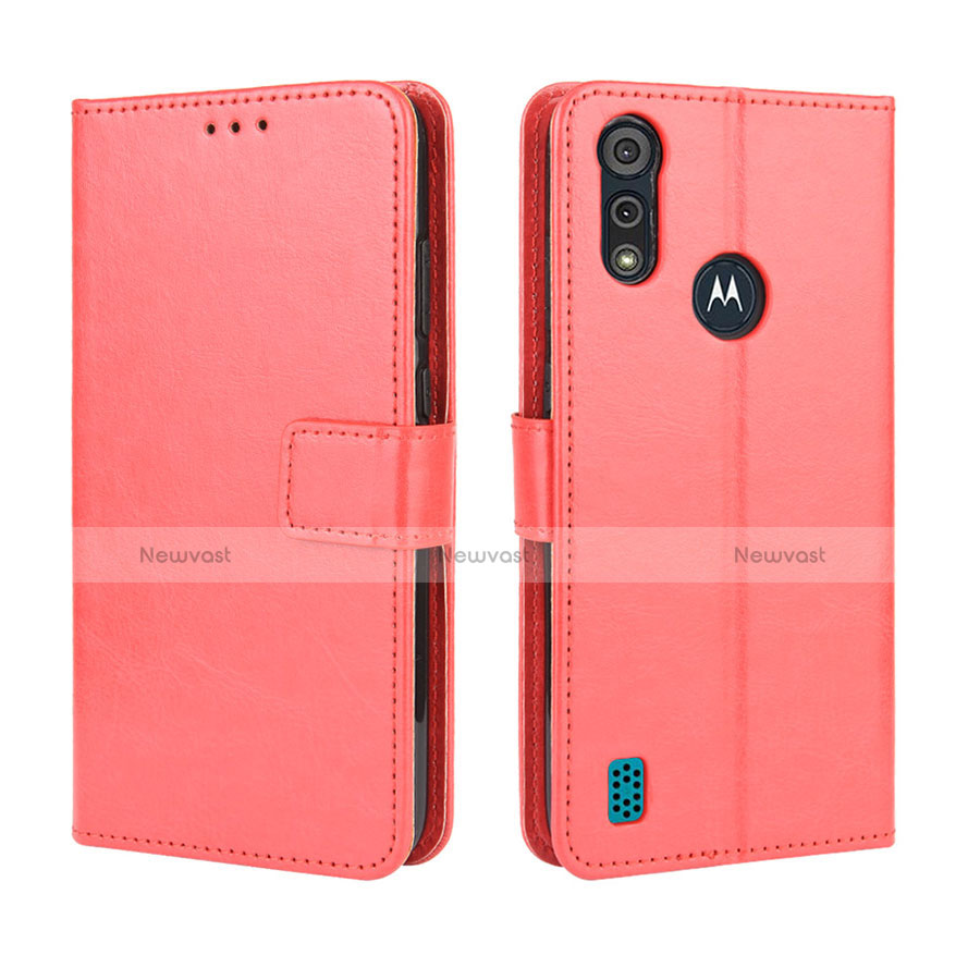 Leather Case Stands Flip Cover L01 Holder for Motorola Moto E6s (2020) Red