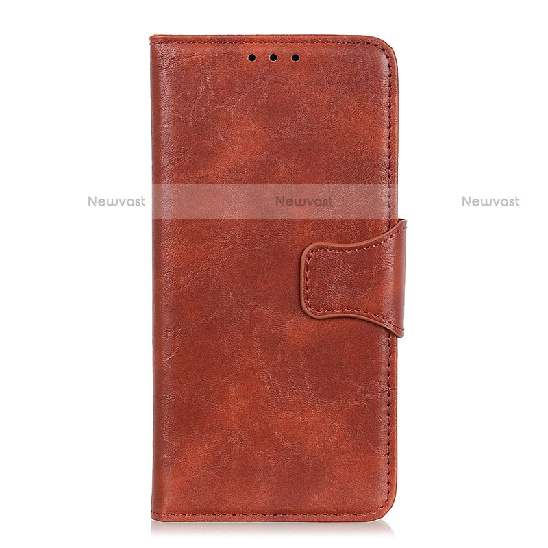 Leather Case Stands Flip Cover L01 Holder for Motorola Moto Edge Brown