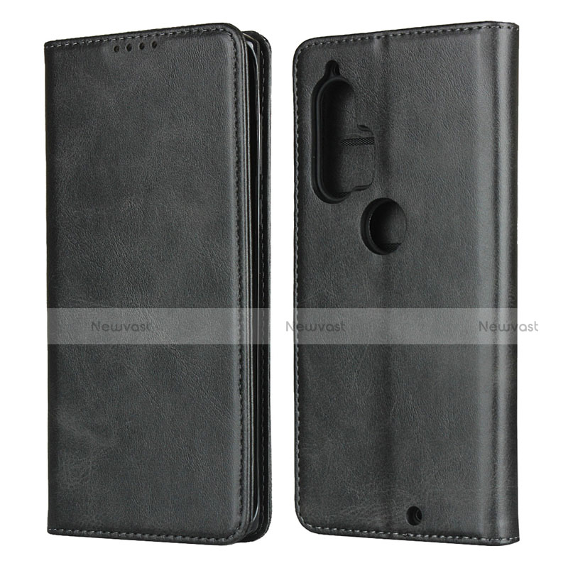 Leather Case Stands Flip Cover L01 Holder for Motorola Moto Edge Plus Black