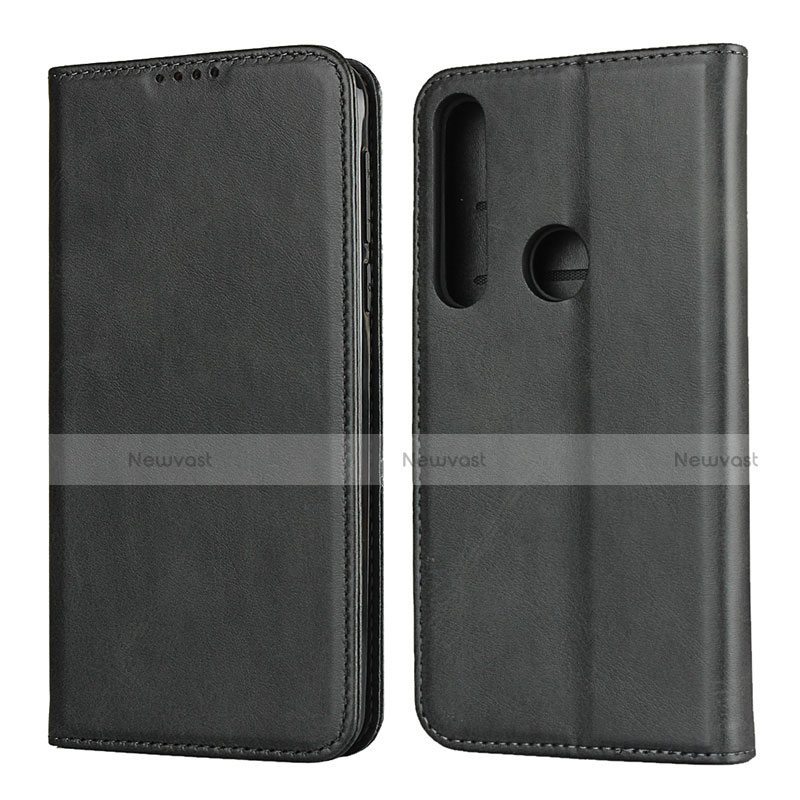 Leather Case Stands Flip Cover L01 Holder for Motorola Moto G8 Play Black