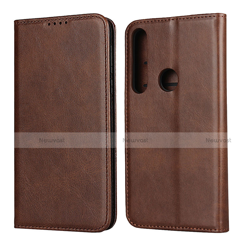 Leather Case Stands Flip Cover L01 Holder for Motorola Moto G8 Play Brown