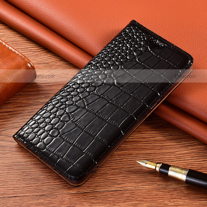 Leather Case Stands Flip Cover L01 Holder for Motorola Moto G9 Black