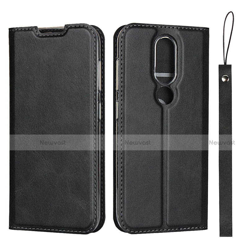 Leather Case Stands Flip Cover L01 Holder for Nokia 4.2 Black