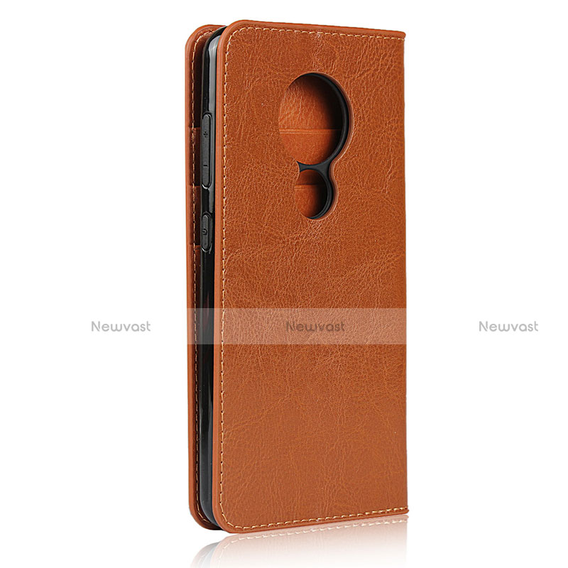 Leather Case Stands Flip Cover L01 Holder for Nokia 7.2 Orange