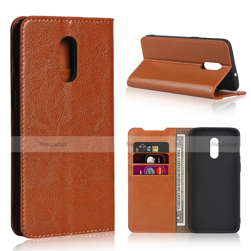 Leather Case Stands Flip Cover L01 Holder for OnePlus 7 Orange