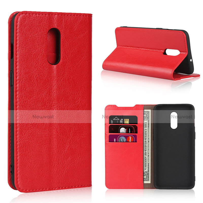 Leather Case Stands Flip Cover L01 Holder for OnePlus 7 Red