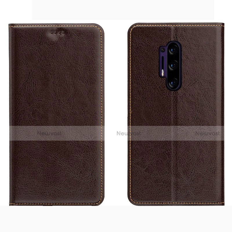 Leather Case Stands Flip Cover L01 Holder for OnePlus 8 Pro Brown