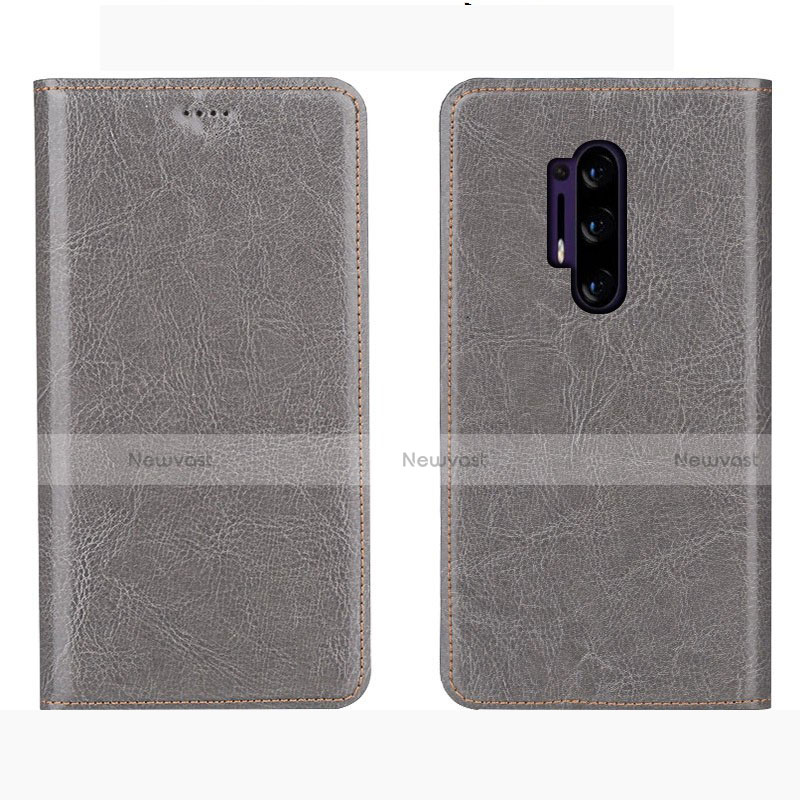 Leather Case Stands Flip Cover L01 Holder for OnePlus 8 Pro Gray