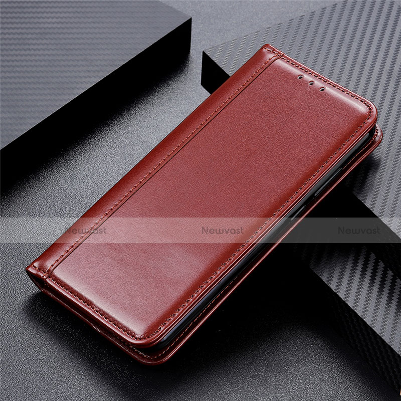 Leather Case Stands Flip Cover L01 Holder for OnePlus Nord Brown