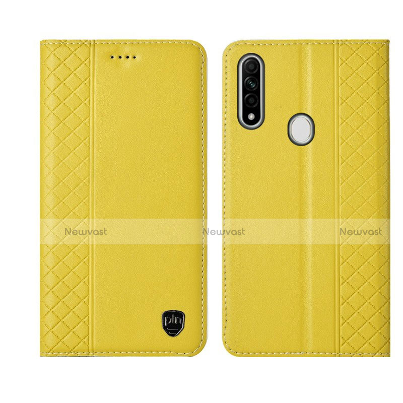 Leather Case Stands Flip Cover L01 Holder for Oppo A31 Yellow